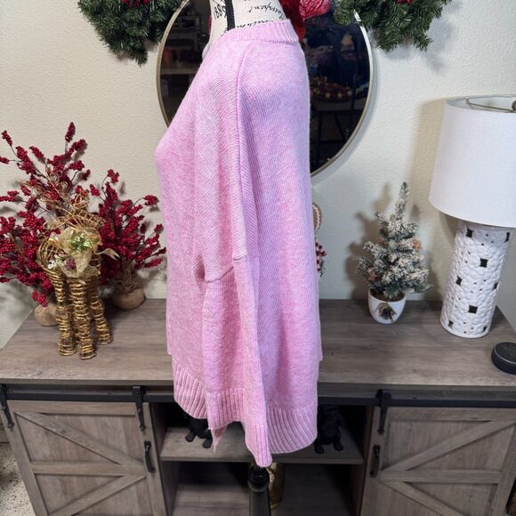 MERSEA Montauk V Neck Sweater Pink One Size Wide Sleeve Casual Wool Blend - Picture 5 of 9